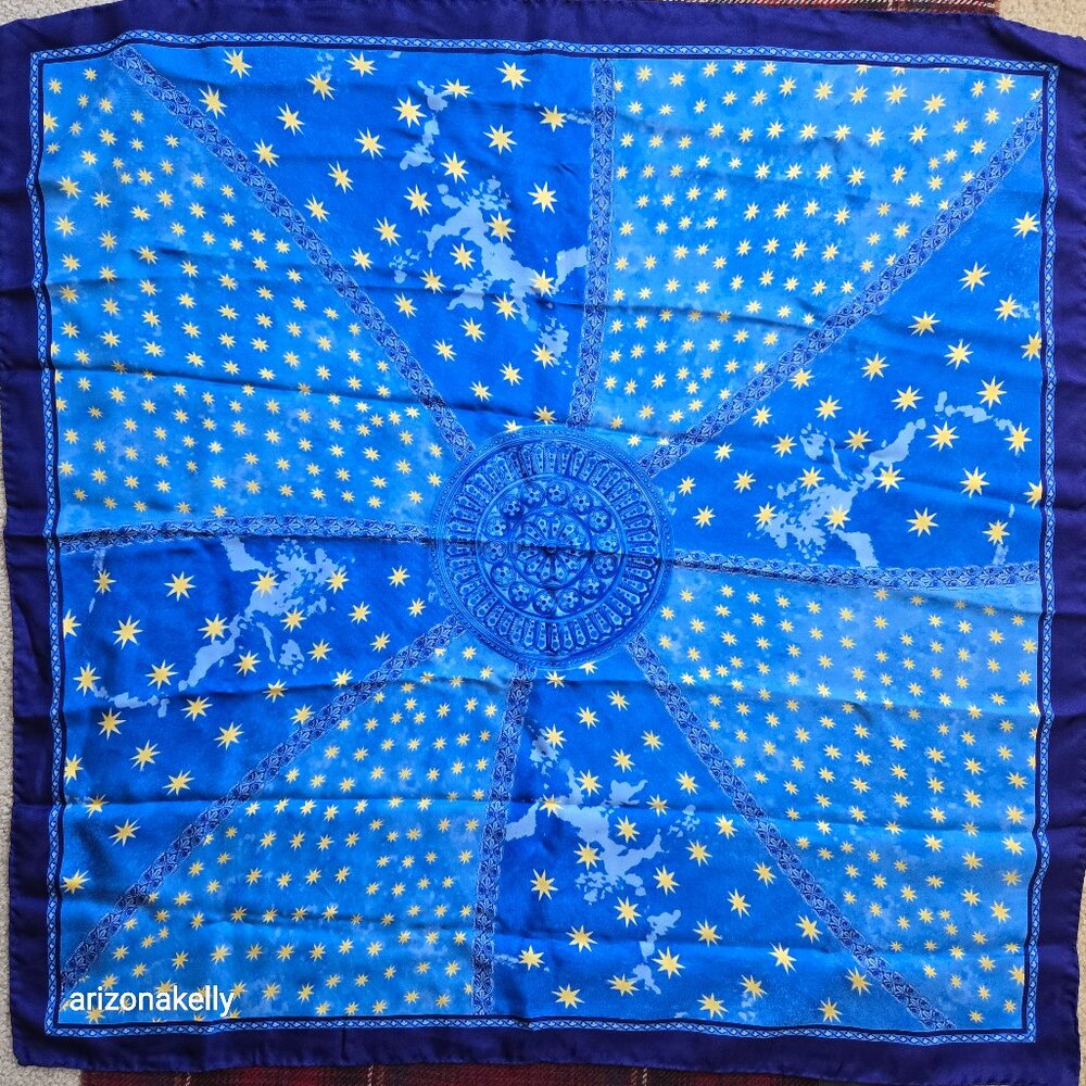Silk Scarf With Hand-Rolled Edges Stars Made in Italy